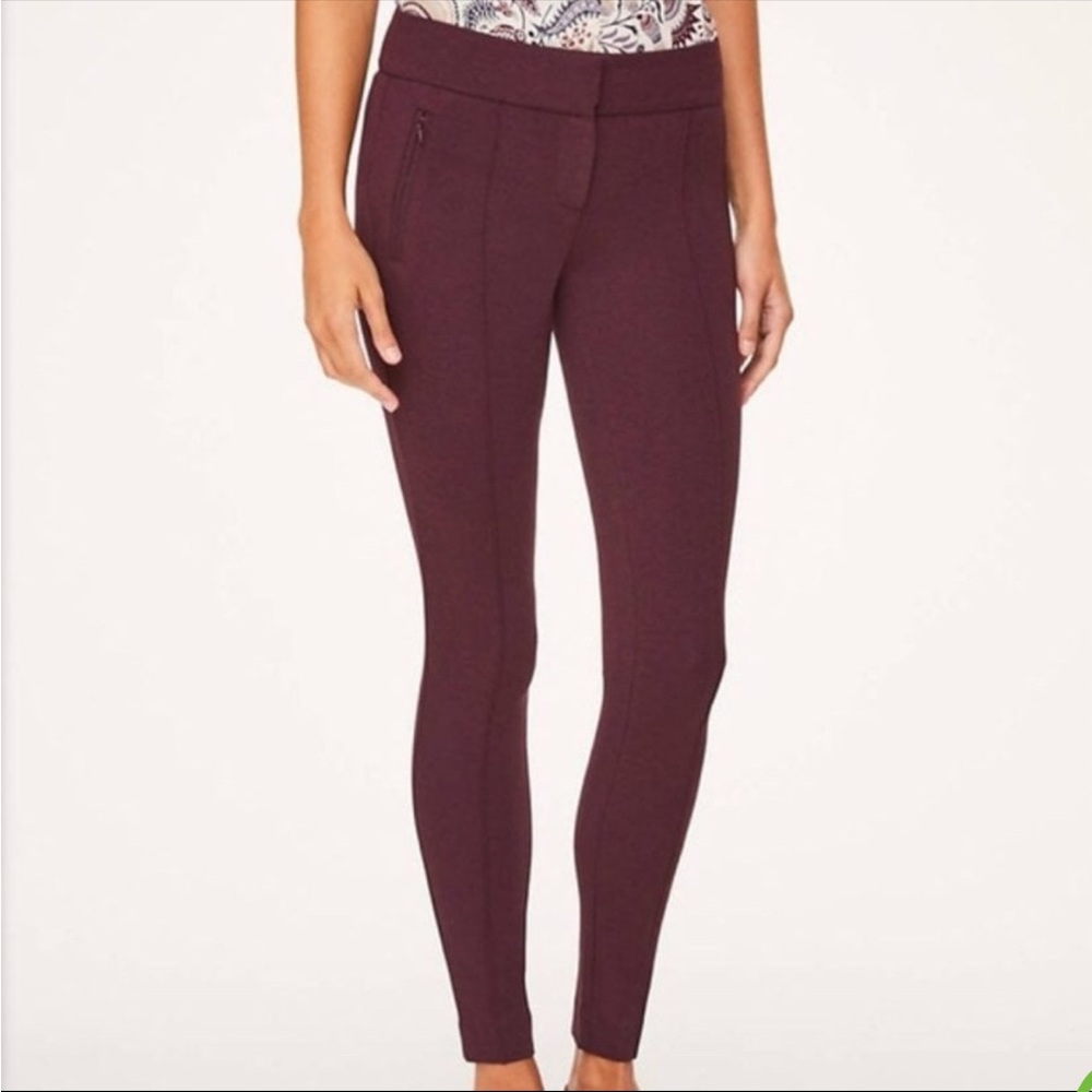 LOFT Maroon Burgundy Ponte Pant, size 2